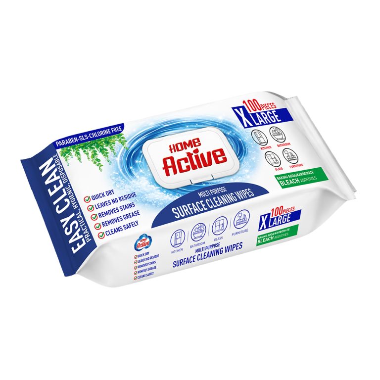 Home Active Multipurpose Surface Cleaning Wipes 100 pcs Bleach Additives