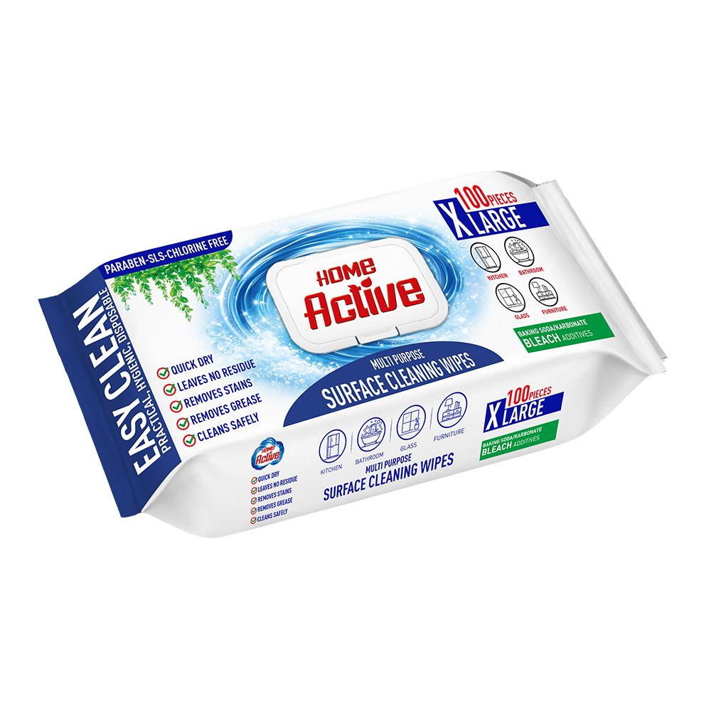 Ezel Premium Home Active Yüzey Temizleme Mendili 100 lü Çamaşır Suyu Katkılı