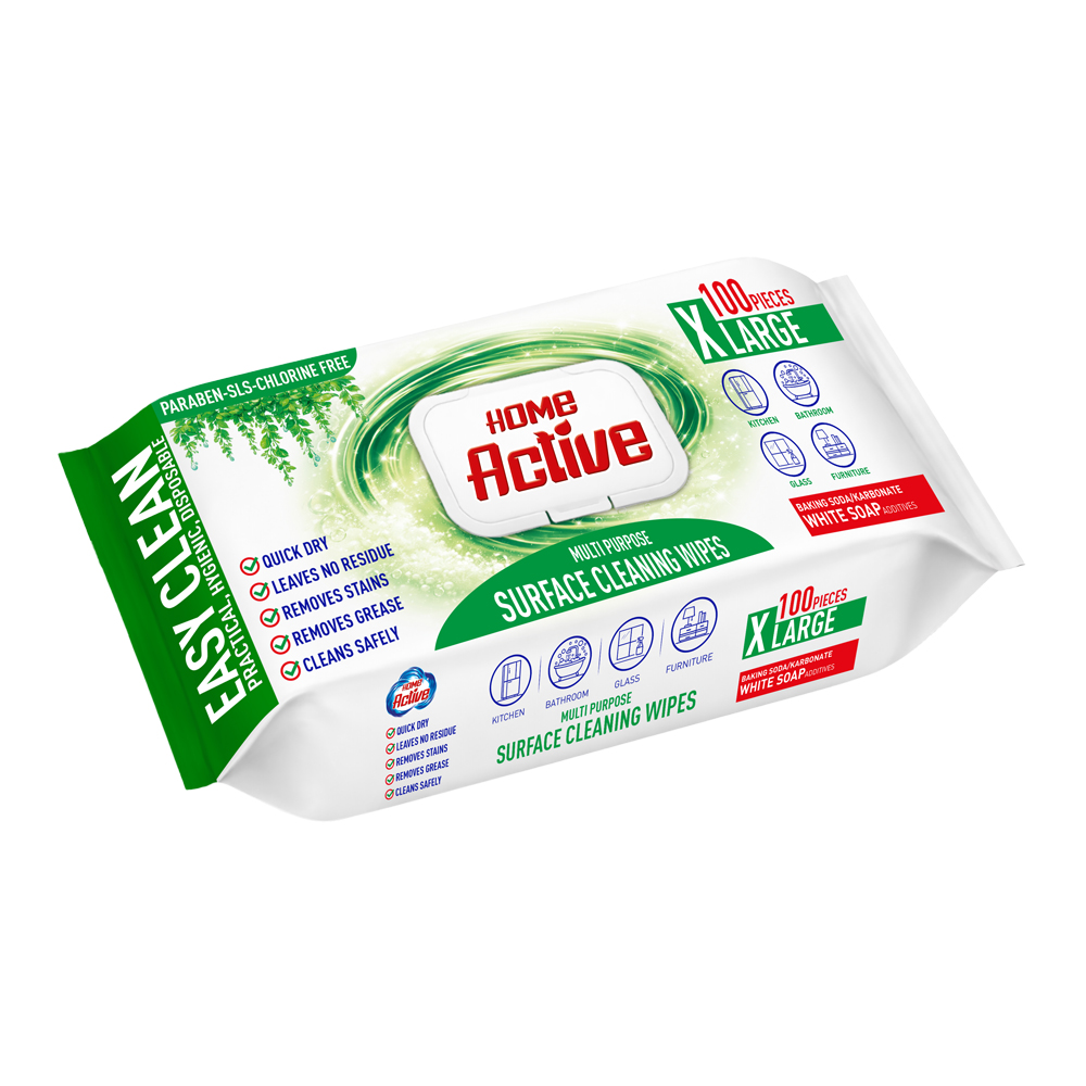 Ezel Premium Home Active Yüzey Temizleme Mendili 100 lü Beyaz Sabun